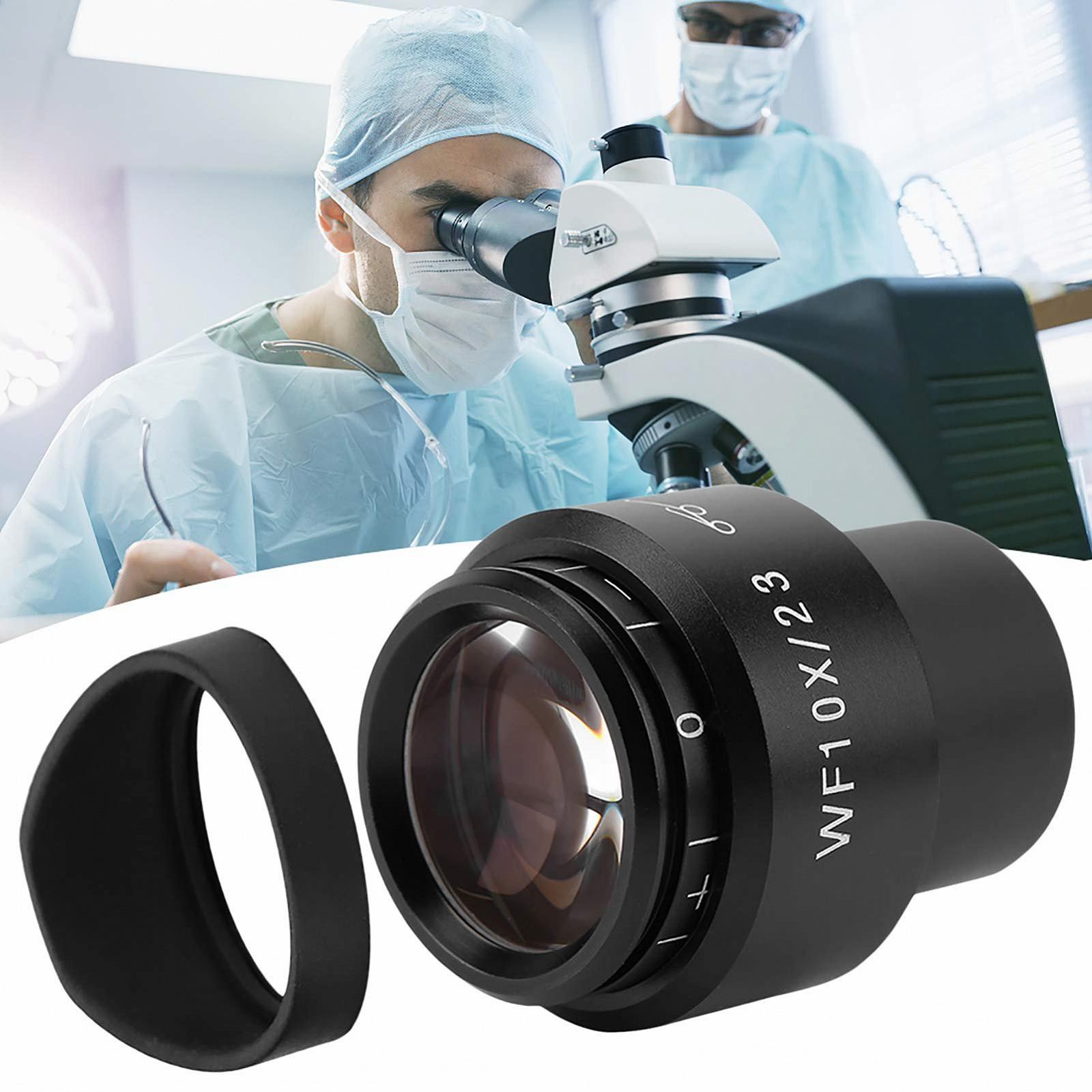 Окуляр для мікроскопа WF10X/23 Ширококутний, з широким полем зору 30 мм, біло-чорний, фото №7