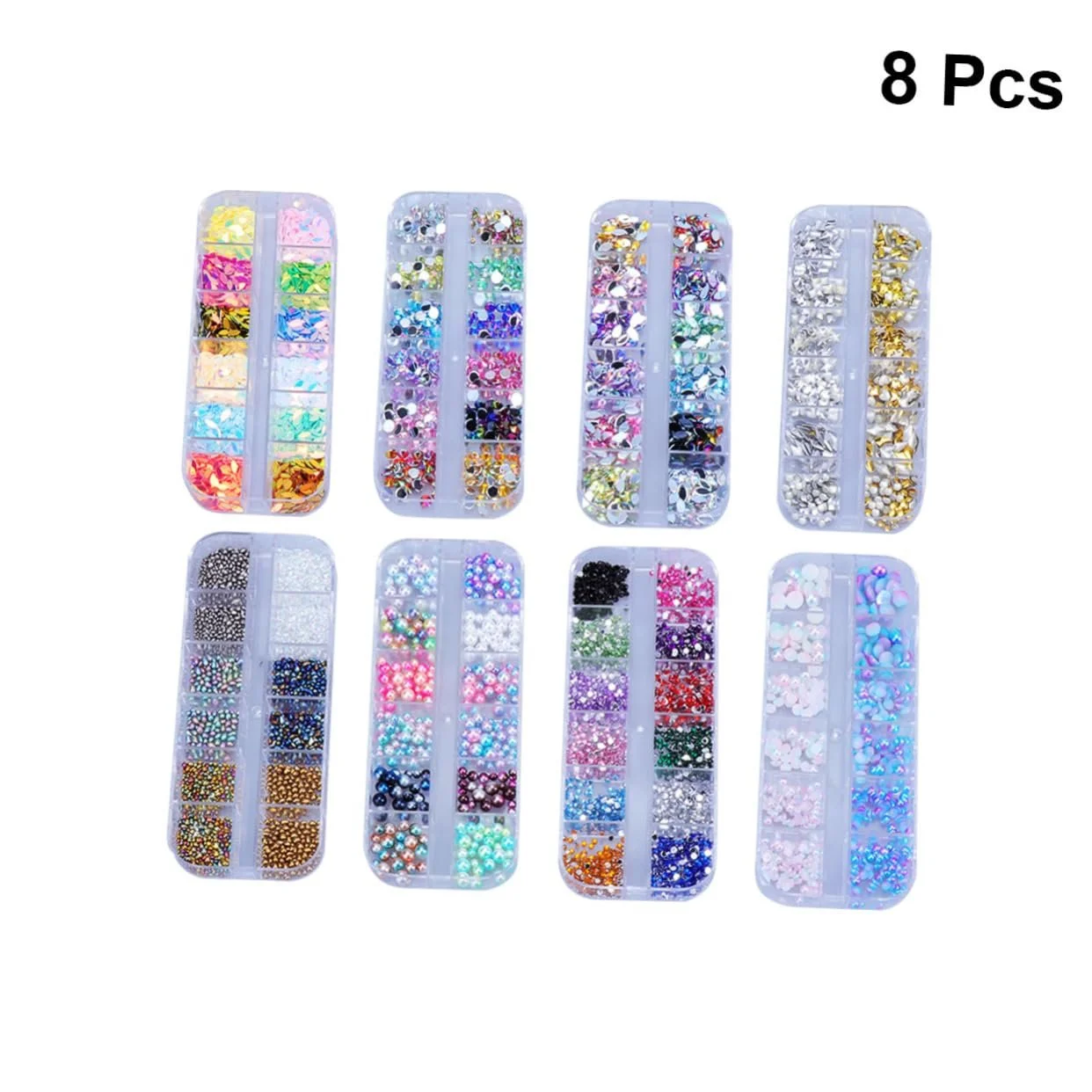 Блестки для ногтей Набор для маникюра Аппликации Украшения Набор ювелирных изделий Материал Лошадиный глаз 8 коробок, фото №5