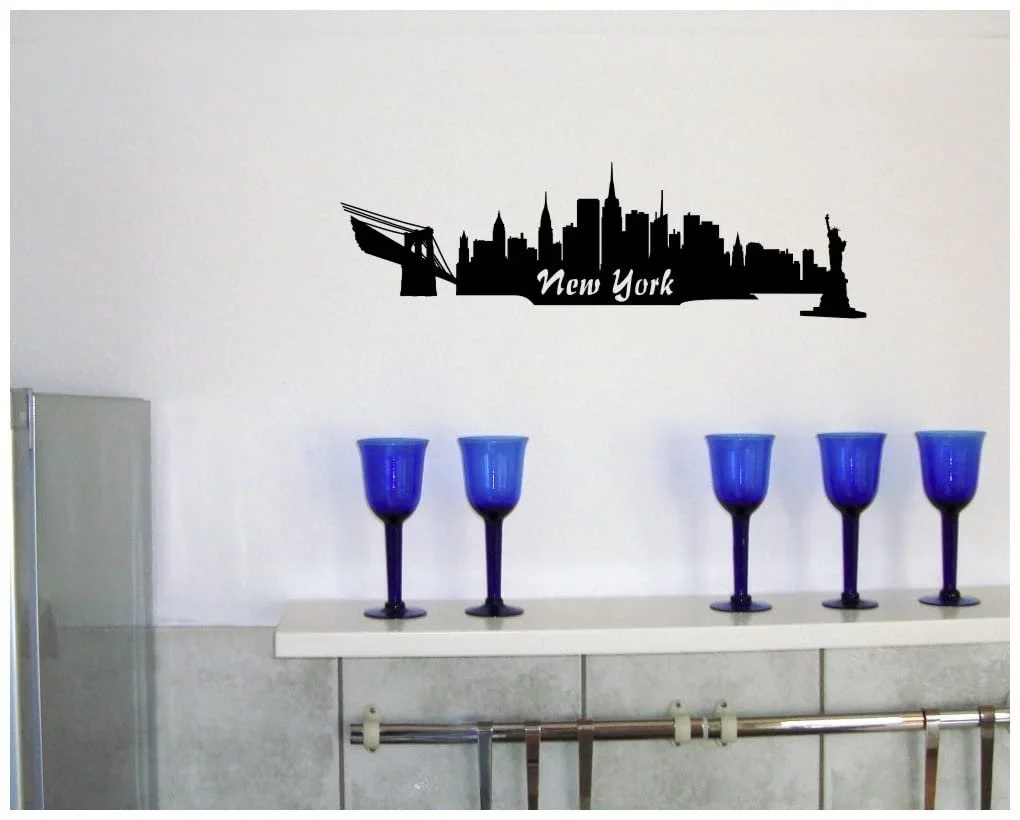 Наклейка на стену New York Skyline 30 x 9 см Черный, фото №2
