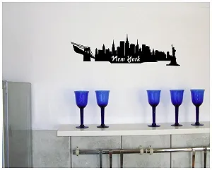 Наклейка на стіну New York Skyline 30 x 9 см Чорний synthetic.ua - Фото 1