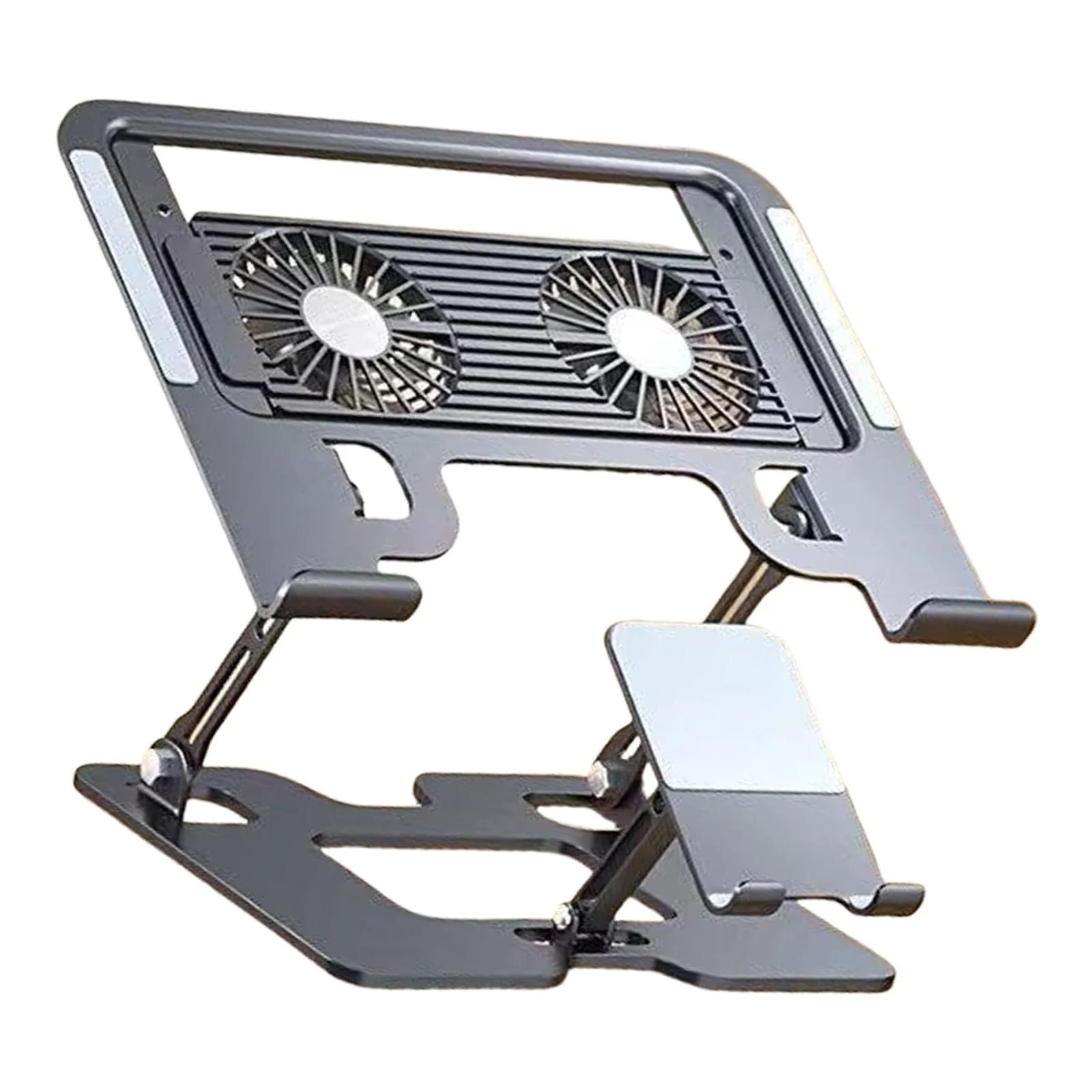 Підставка для ноутбука і телефону 2 в 1 з вуглецевої сталі, регульована, з поглинанням тепла, ергономічна, охолоджуюча, фото №1