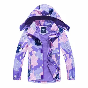 Детская дождевая куртка Hovkib, водонепроницаемая, легкая куртка софтшелл, флисовая куртка для хайкинга, ветрозащитная куртка для активного отдыха с капюшоном, для детей возрастом 3-12 лет - Фото 1