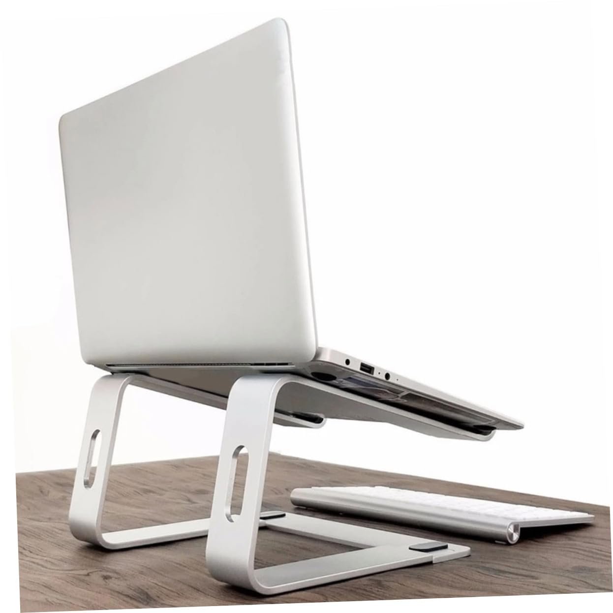 Подставка для ноутбука алюминиевая Gatuida Легкая вентилируемая портативная нескользящая настольная эргономичная для дома офиса поезда, фото №5