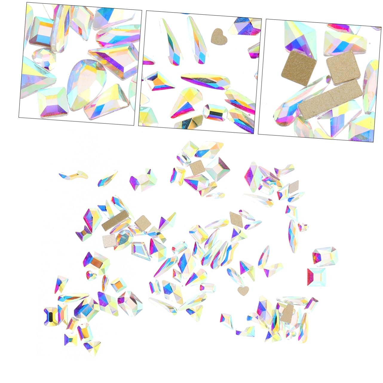 Стрази для нігтів Flatback 100 шт. Кришталеві скляні, фото №1