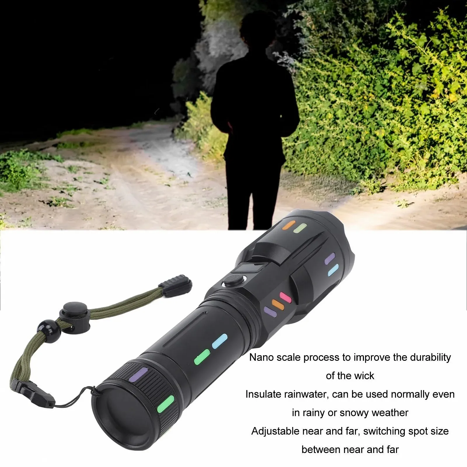 Ліхтарик LED EVTSCAN з можливістю масштабування Ручний Зовнішній Білий Далекобійний з індикатором рівня заряду батареї, фото №6