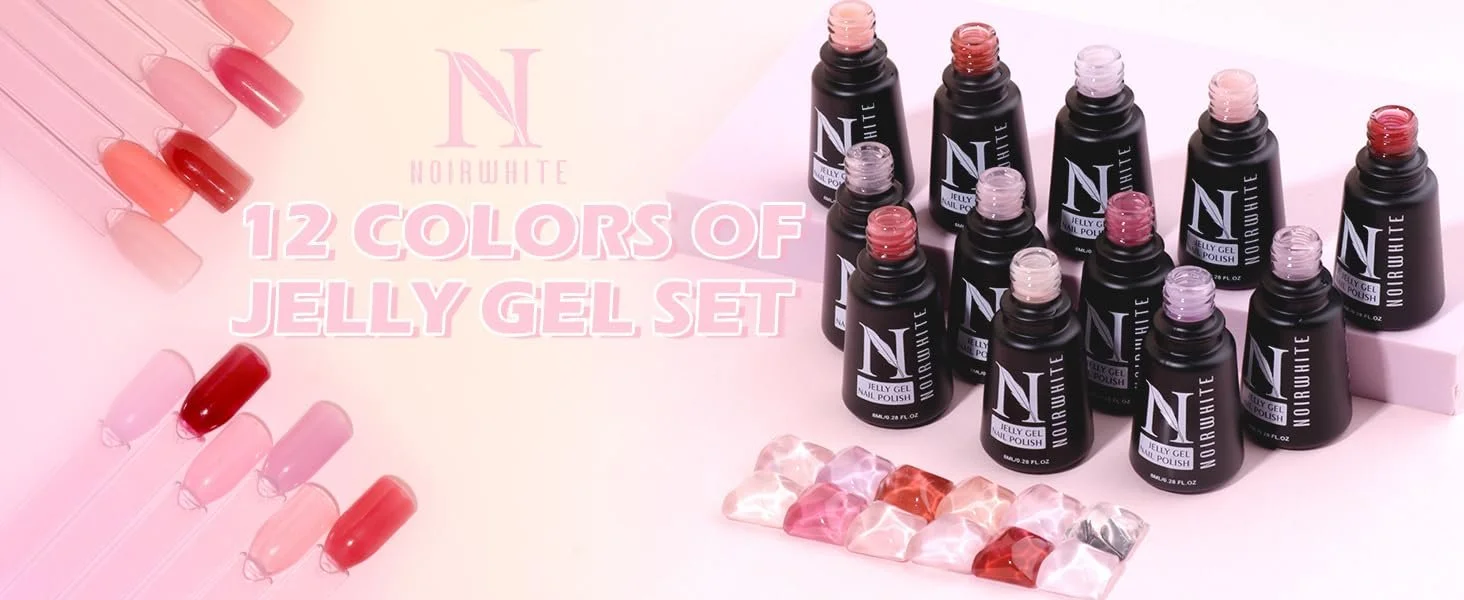 Гель-лак Clara Colors Jelly, набір 12 шт., рожевий нюдовий прозорий, фото №10