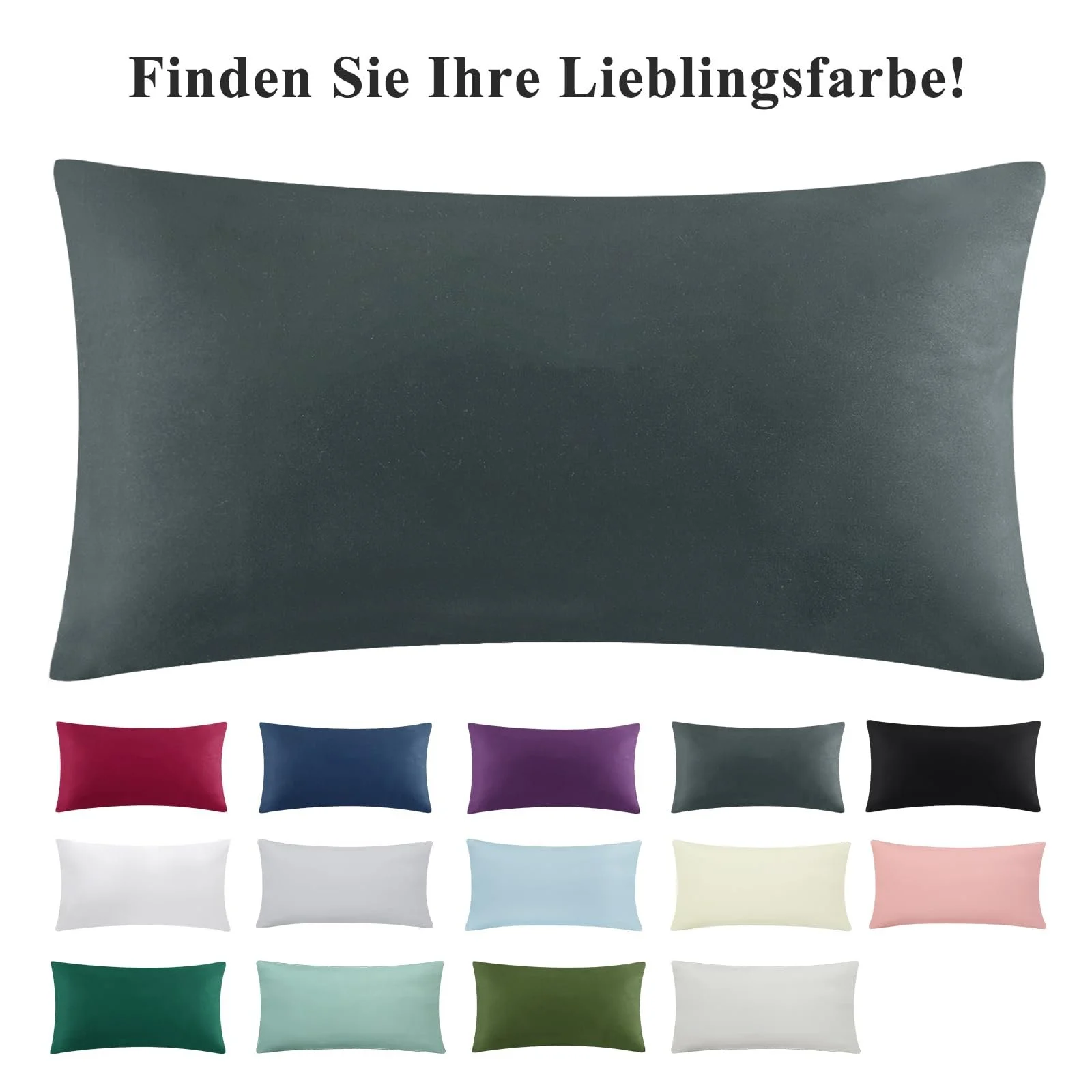 Наволочка Aisbo 40 x 80 см, Набір з 2 штук, Антрацит, з м'якою мікрофібровою застібкою-блискавкою, фото №7 Наволочка Aisbo 40 x 80 см, Набір з 2 штук, Антрацит, з м'якою мікрофібровою застібкою-блискавкою, фото №7