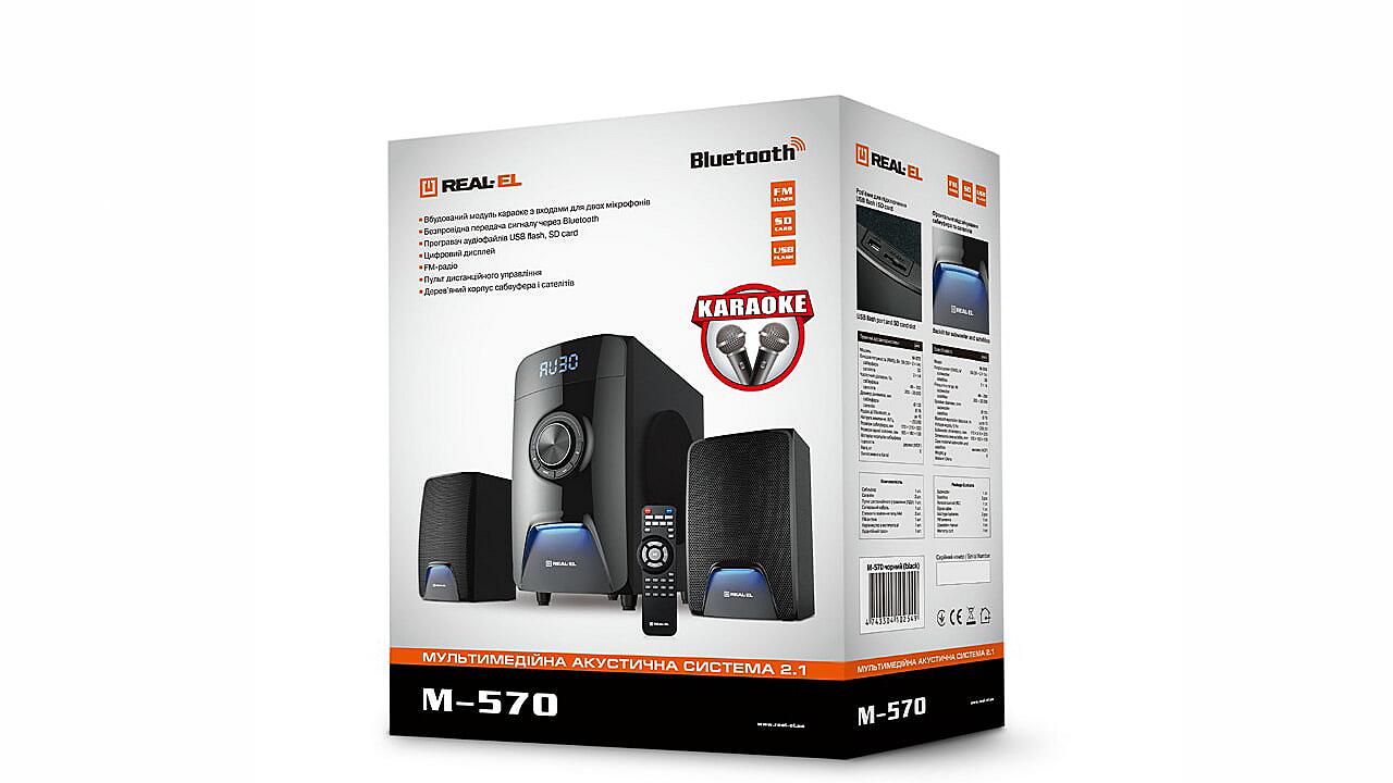 Колонки 2.1 REAL-EL M-570 Bluetooth караоке 58Вт black, фото №10