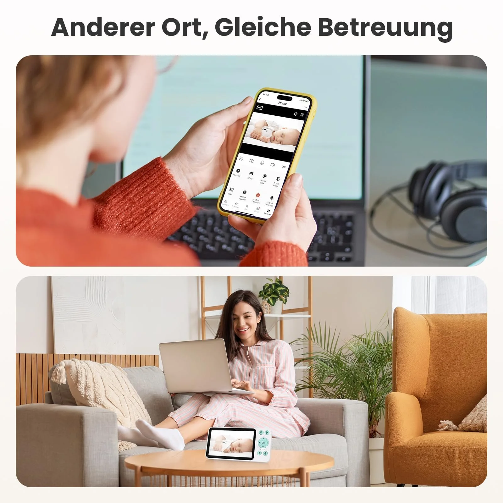Відеоняня 1080P 5" WLAN PTZ 355° Нічне бачення Датчик температури Mobile App Control, фото №5 Відеоняня 1080P 5" WLAN PTZ 355° Нічне бачення Датчик температури Mobile App Control, фото №5