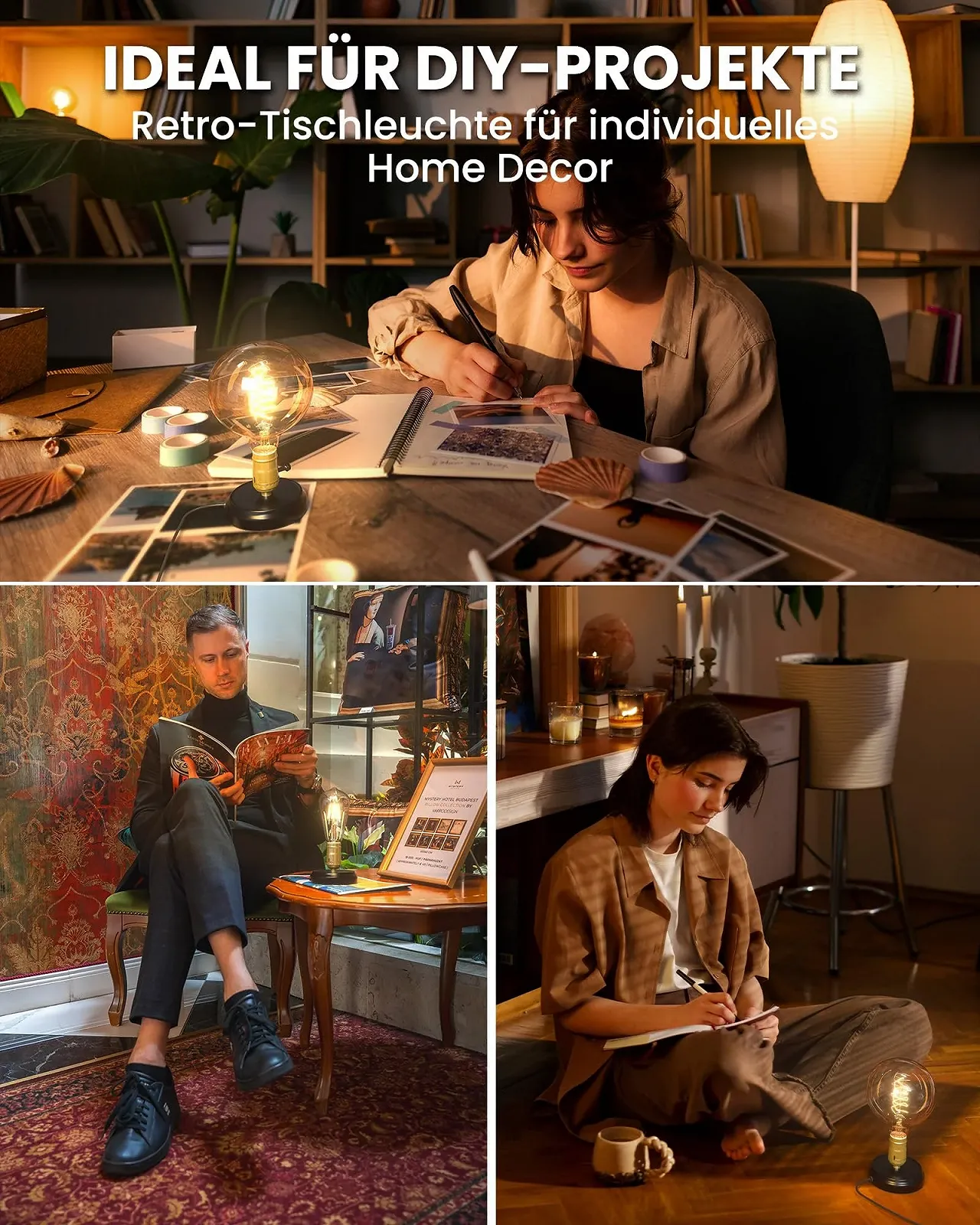 Основание для настольной лампы E27 Vintage 12 см металлическое индустриальный стиль Черное, фото №4