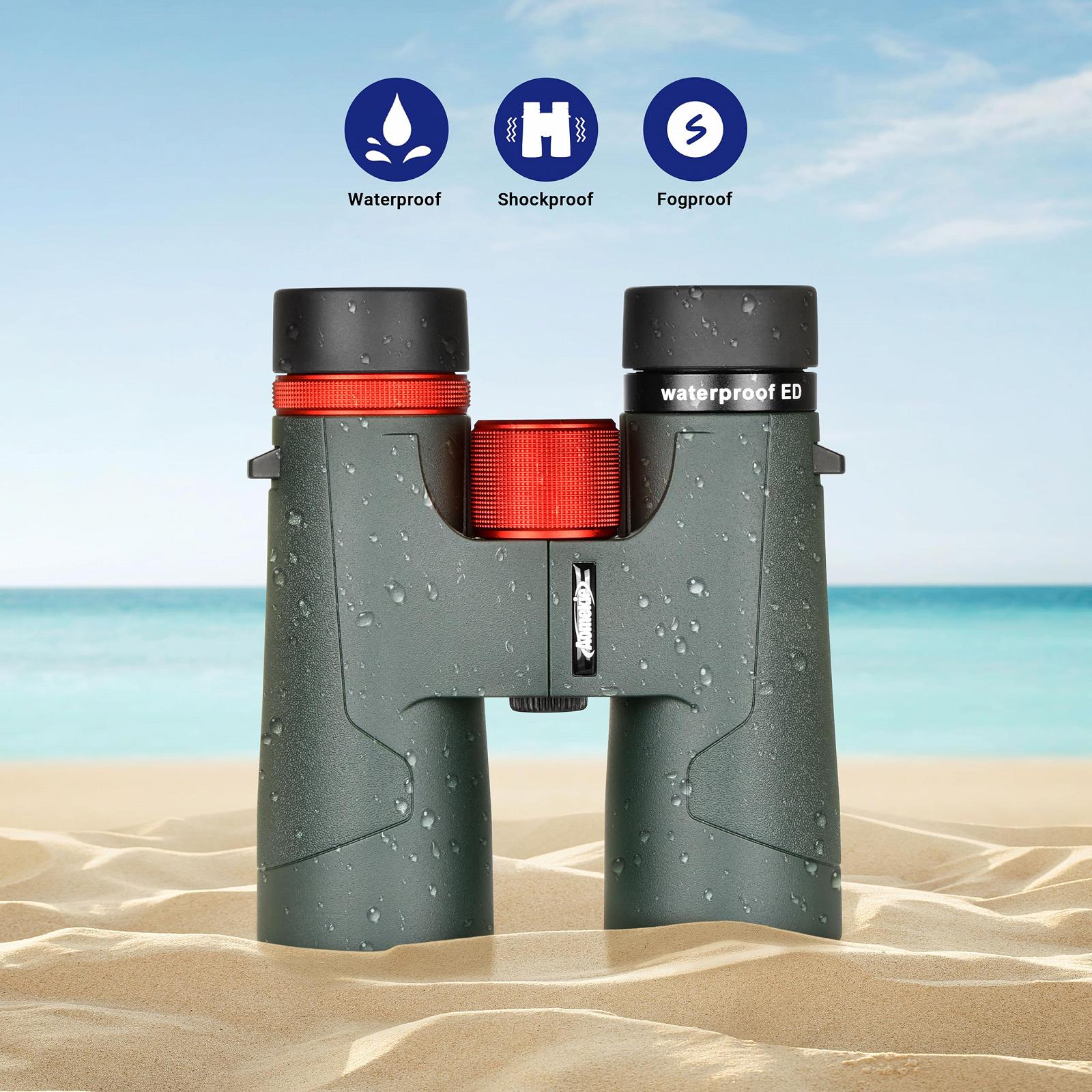 Бінокль AOMEKIE ED 8 x 42 Mist & Waterproof Повністю багатошаровий з призмою BaK4 Чорний, фото №6
