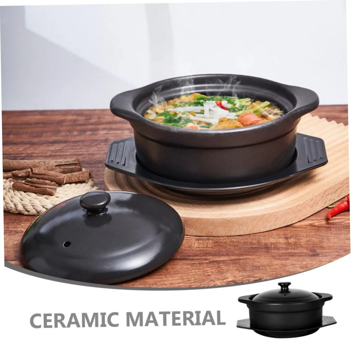 Кастрюля-кесероль VALICLUD керамическая с крышкой термостойкая для супов и тушения, фото №9