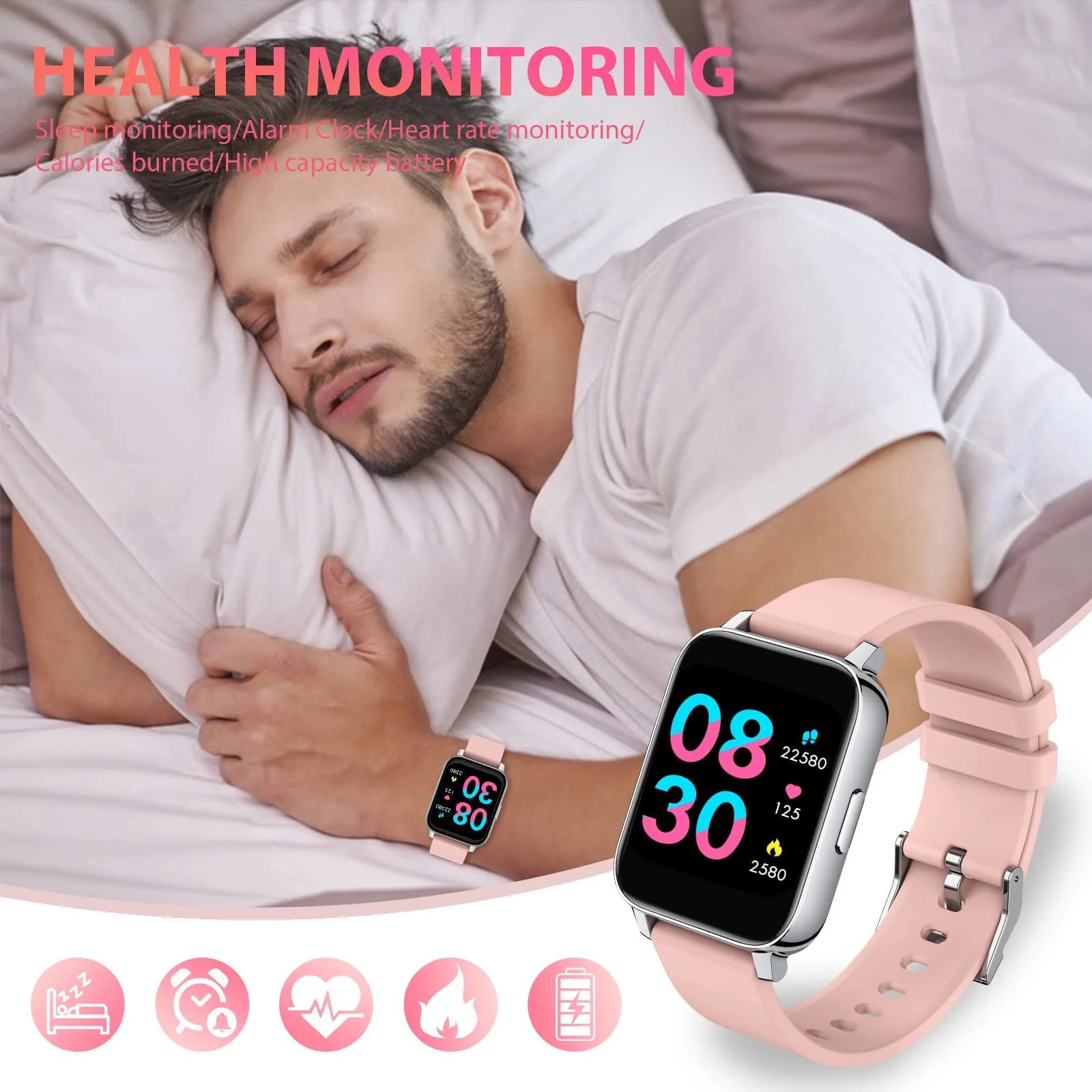 Розумний годинник SUPBRO 1.69 Inch HD Повністю сенсорний екран, IP67 водонепроникний, фото №3