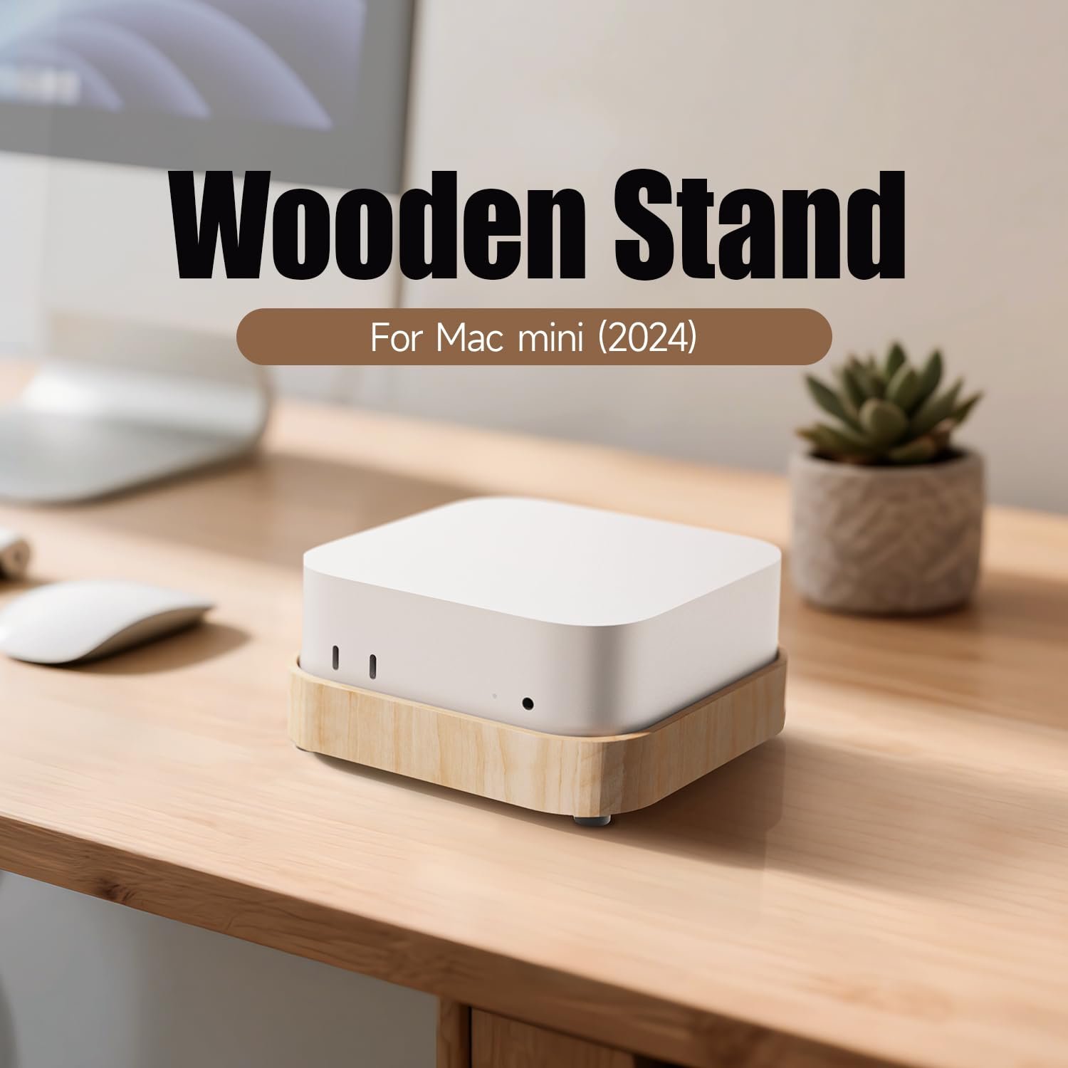 Підставка Деревʼяна для Mac Mini M4/M4 Pro (2024) - Міцна з пиловим фільтром, фото №6