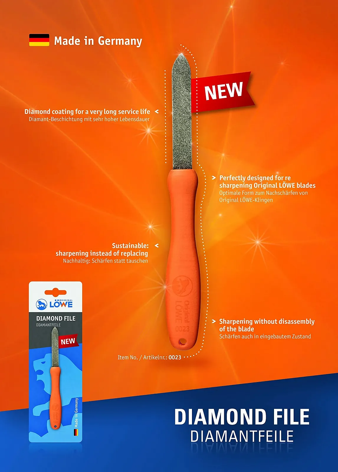 Напилок алмазний Original LÖWE 0023 для заточування інструментів 15 см, фото №5