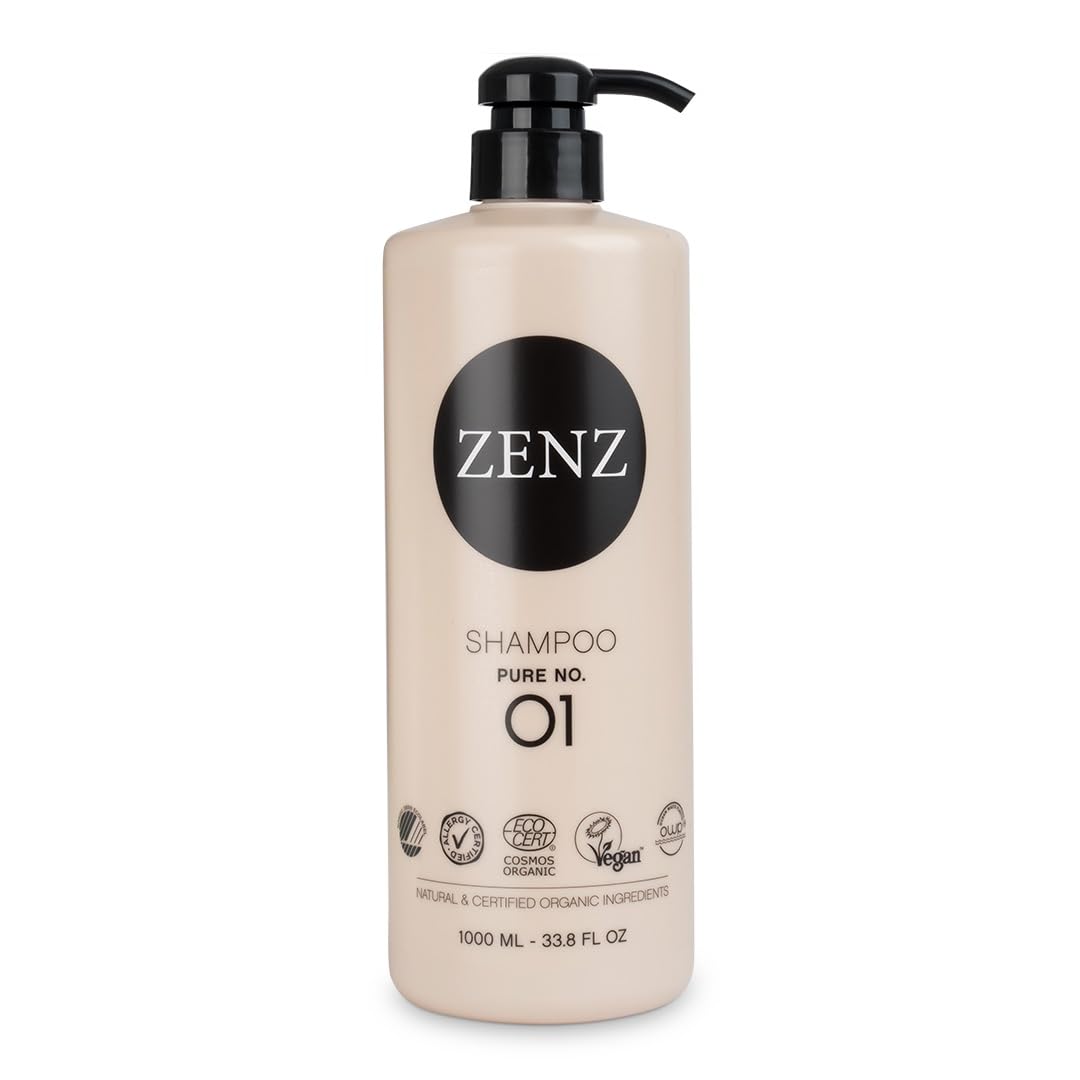 Шампунь ZENZ Pure No. 01 1000 мл без запаха Aloe Vera Organic Coconut Water & Avocado Oil для всех типов волос, фото №1