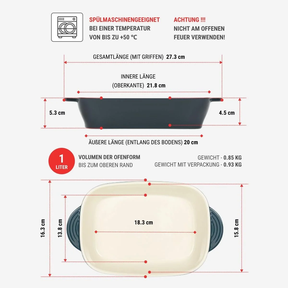Форма для выпекания RESTO 1 л Прямоугольная Керамическая Устойчивая к царапинам, фото №4 Форма для выпекания RESTO 1 л Прямоугольная Керамическая Устойчивая к царапинам, фото №4