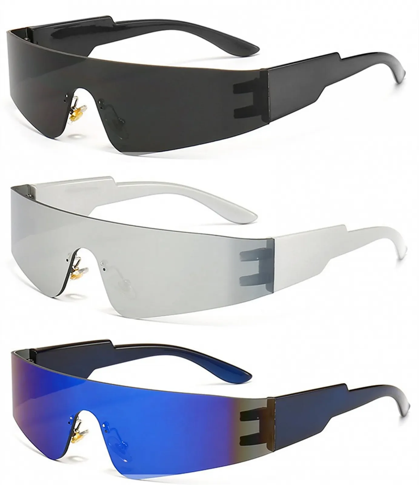 Сонцезахисні окуляри Zundo Y2k без оправи, панк, ретро, чорний, синій, сріблястий, фото №1 Сонцезахисні окуляри Zundo Y2k без оправи, панк, ретро, чорний, синій, сріблястий, фото №1