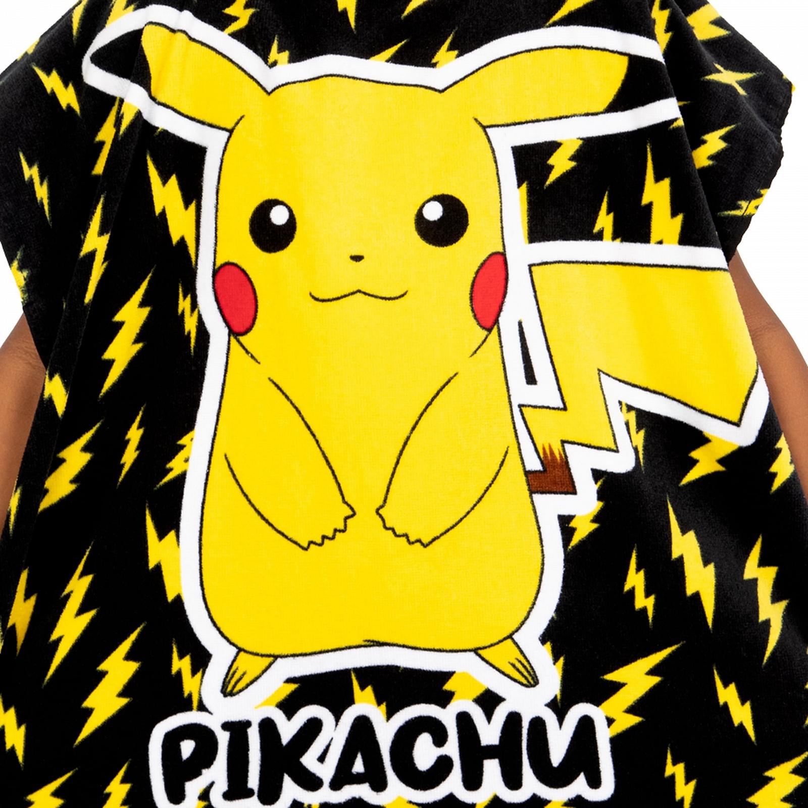 Пончо банное детское Pokémon Pikachu, полотенце с капюшоном, хлопковое пончо, One Size, черное, фото №9