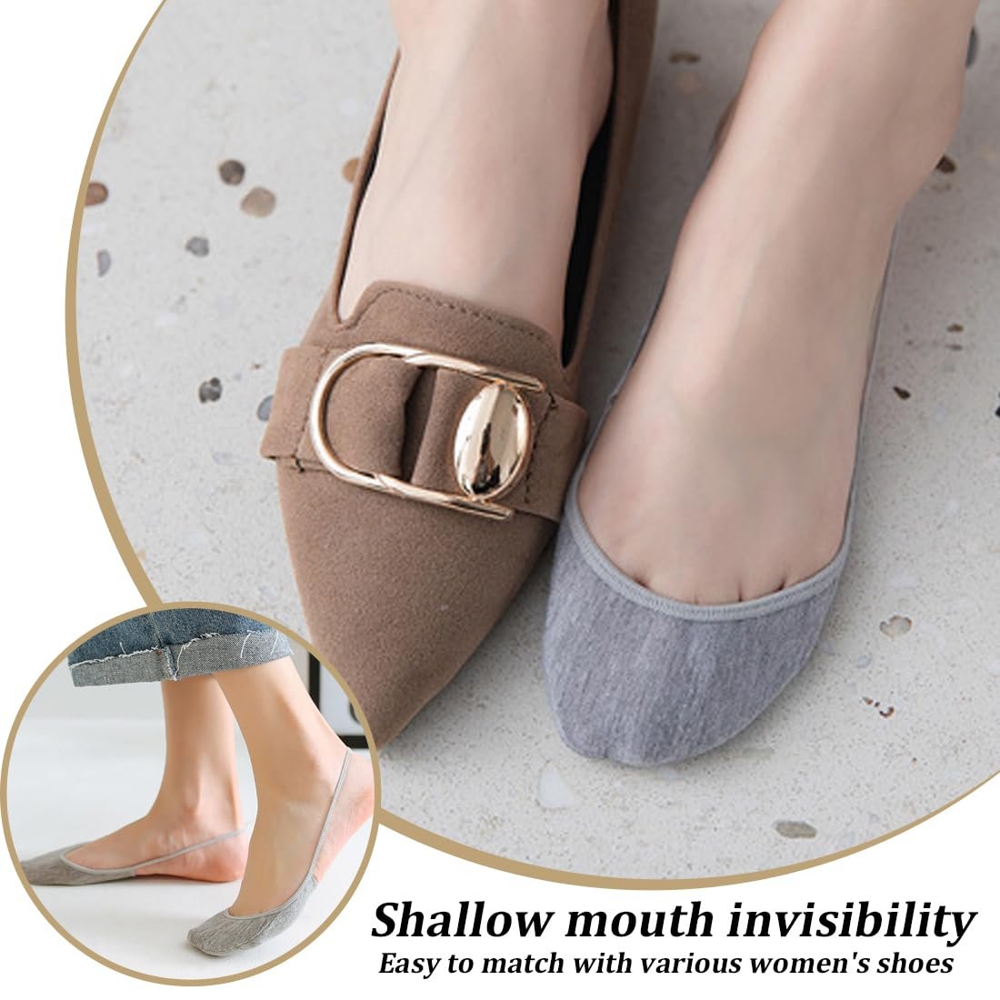 Женские носки-невидимки для балеток, дышащие полуноски для босоножек, 4 пары, фото №6