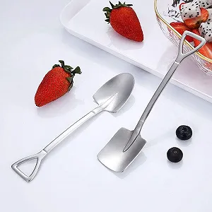Ложка-лопатка из нержавеющей стали, креативная ложка-совок в форме лопаты Net Red Spoon, ложка для арбуза, молочного чая, кофе, сахара, ложка для мороженого (упаковка 8 шт) synthetic.ua - Фото 1