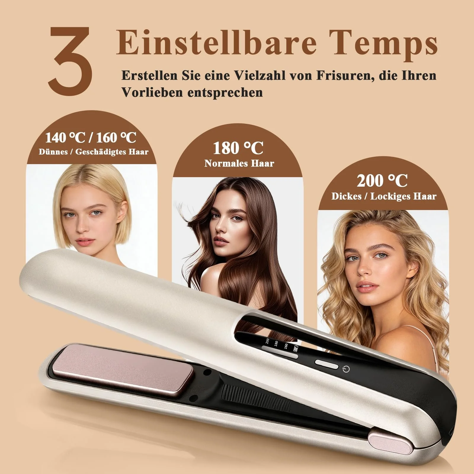 Мини-выпрямитель для волос аккумуляторный 2-в-1 4800 mAh 160-200 °C Керамический, фото №3 Мини-выпрямитель для волос аккумуляторный 2-в-1 4800 mAh 160-200 °C Керамический, фото №3