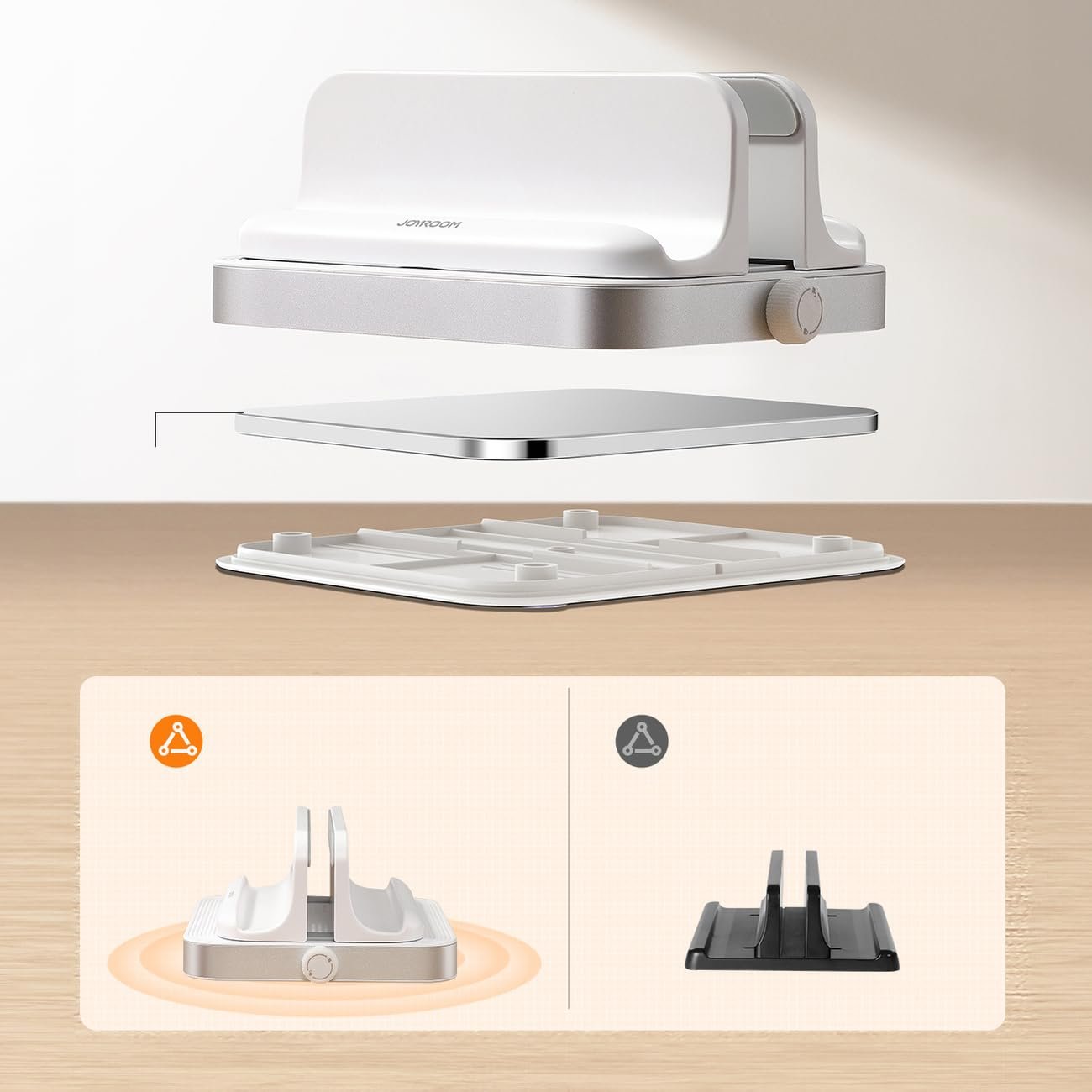 Вертикальная подставка для ноутбука JOYROOM JR-ZS374 (одинарный слот) - Белый, фото №5