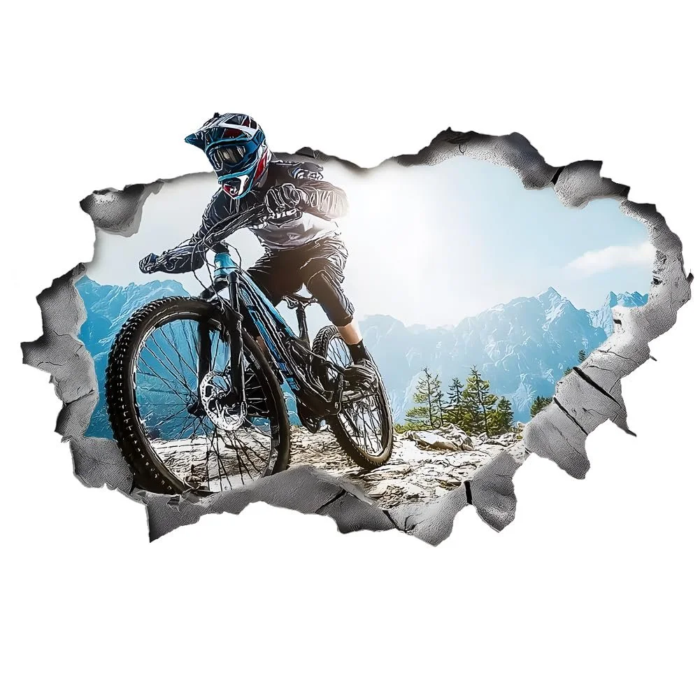 Наклейка на стіну SUPERDANT 3D Мотокрос Велосипед Самоклейна 96x60 см, фото №3