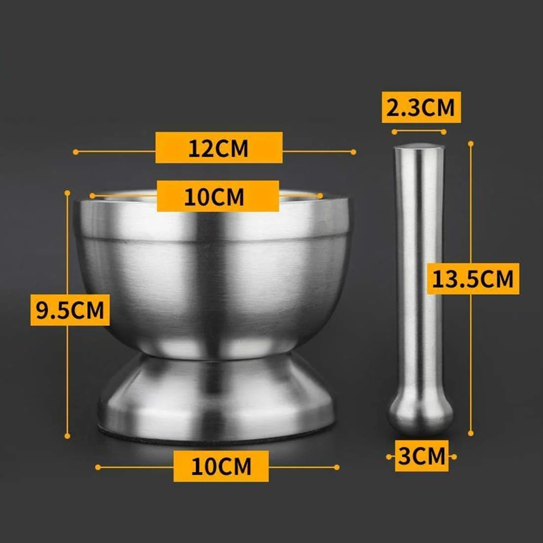 Ступка з товкачиком з нержавіючої сталі Міцна Легко миється Ідеально підходить для спецій Імбир G, фото №2