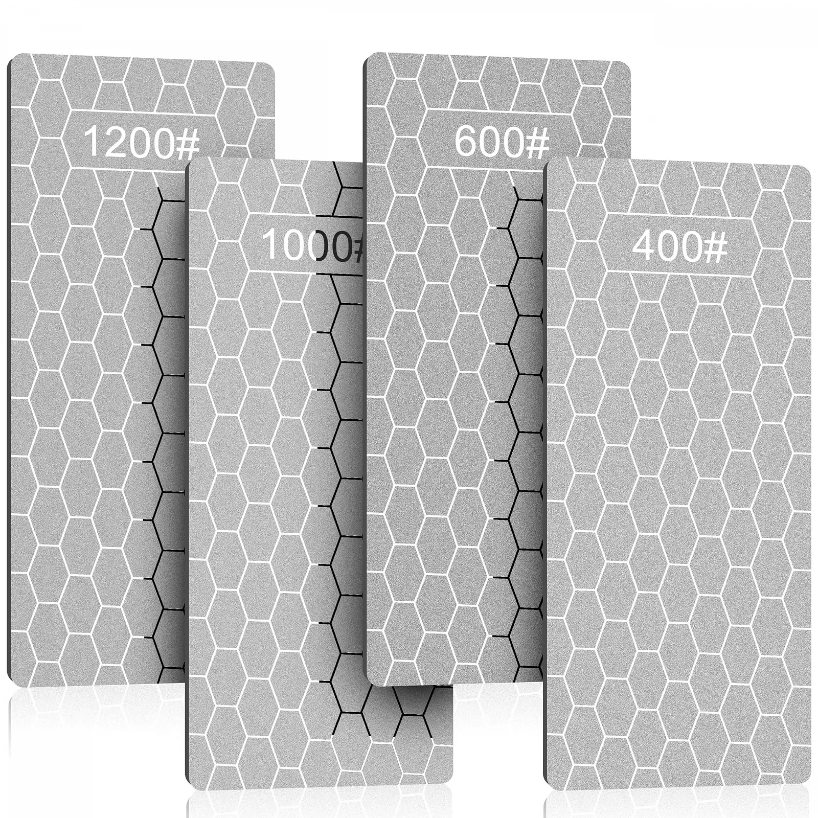Набір алмазних точильних каменів 4 шт. 400/600/1000/1200 грит стільникова поверхня з нековзною основою, фото №1