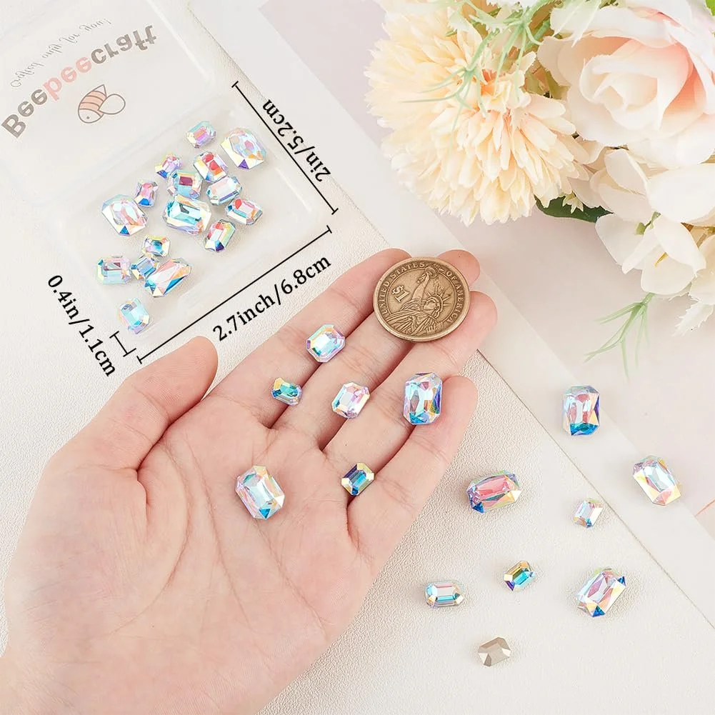 Стразы Прямоугольные стеклянные 8/10/14 мм, 30 шт, фото №3