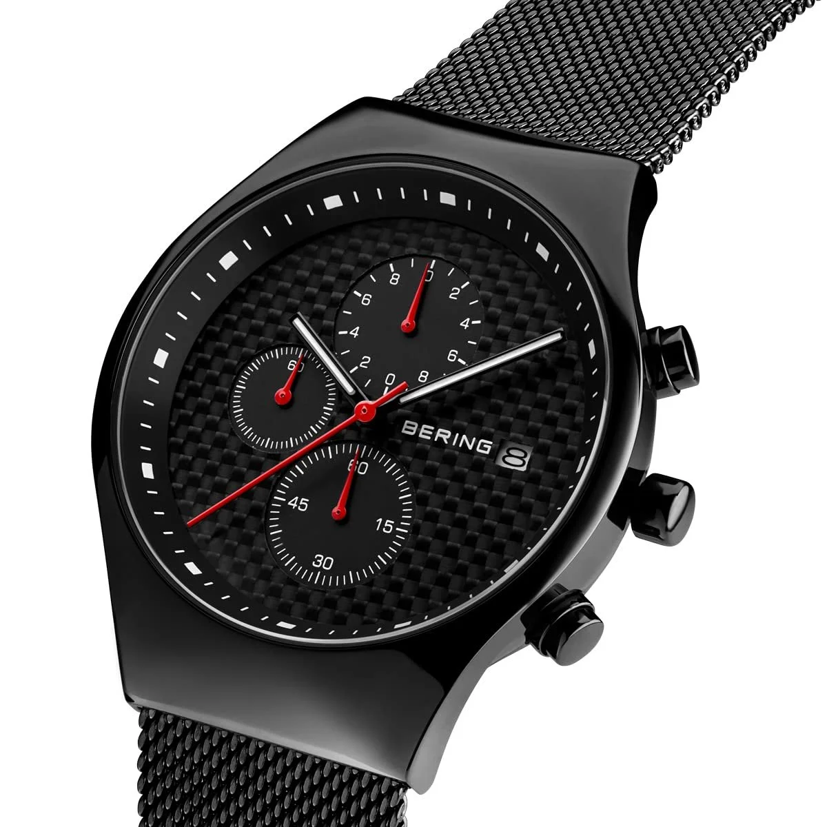 Мужские кварцевые часы BERING 42 мм, корпус из нержавеющей стали, циферблат, миланский браслет, сапфировое стекло, 3 ATM, 18842, фото №2 Мужские кварцевые часы BERING 42 мм, корпус из нержавеющей стали, циферблат, миланский браслет, сапфировое стекло, 3 ATM, 18842, фото №2