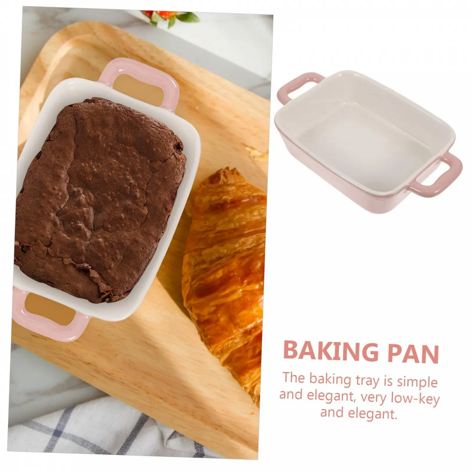 Форма для запекания IMIKEYA прямоугольная термостойкая розовая для микроволновой печи, фото №5