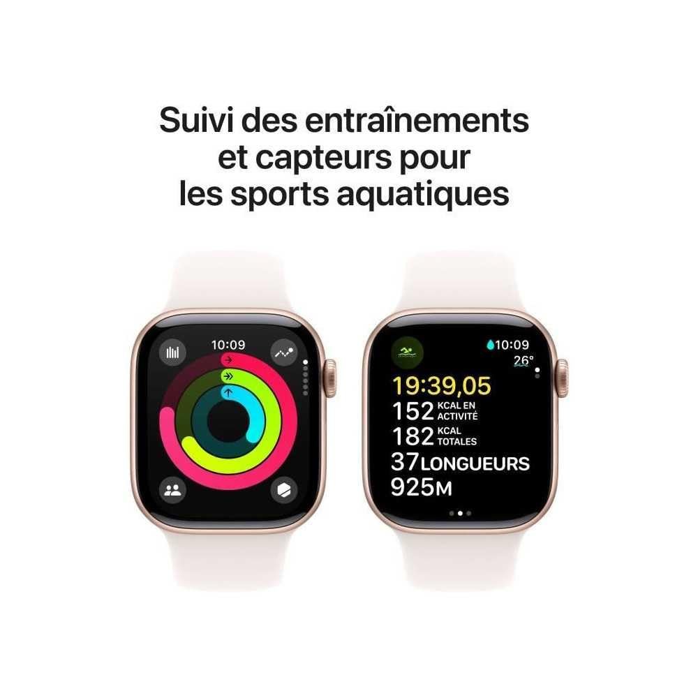 Смарт-часы Apple Series 10 (GPS + Cellular 42 мм) Розовое золото, алюминиевый корпус, бледно-розовый спортивный ремешок (M/L), фото №4