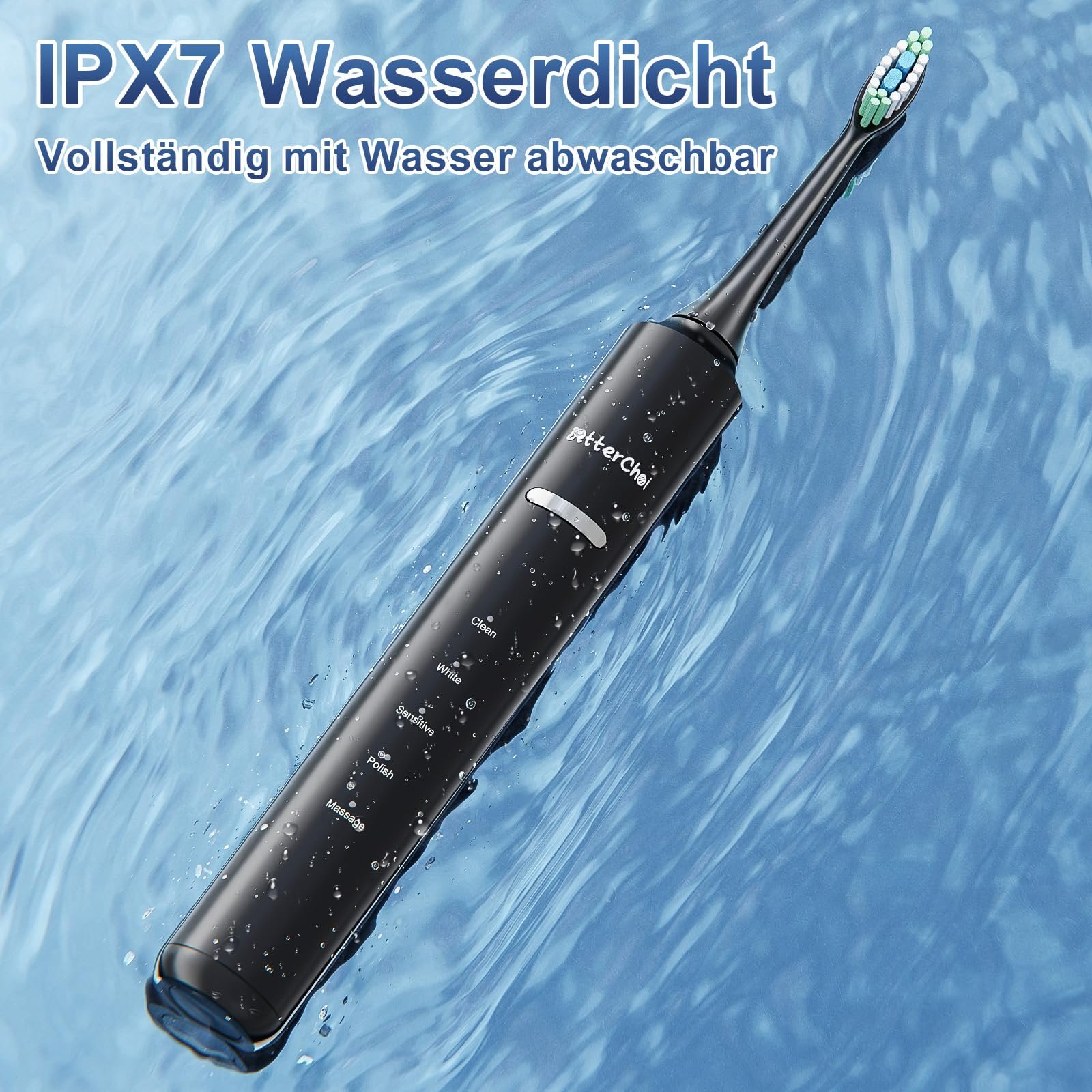 Електрична звукова зубна щітка Betterchoi 41,000 VPM 5 режимів Black, фото №6