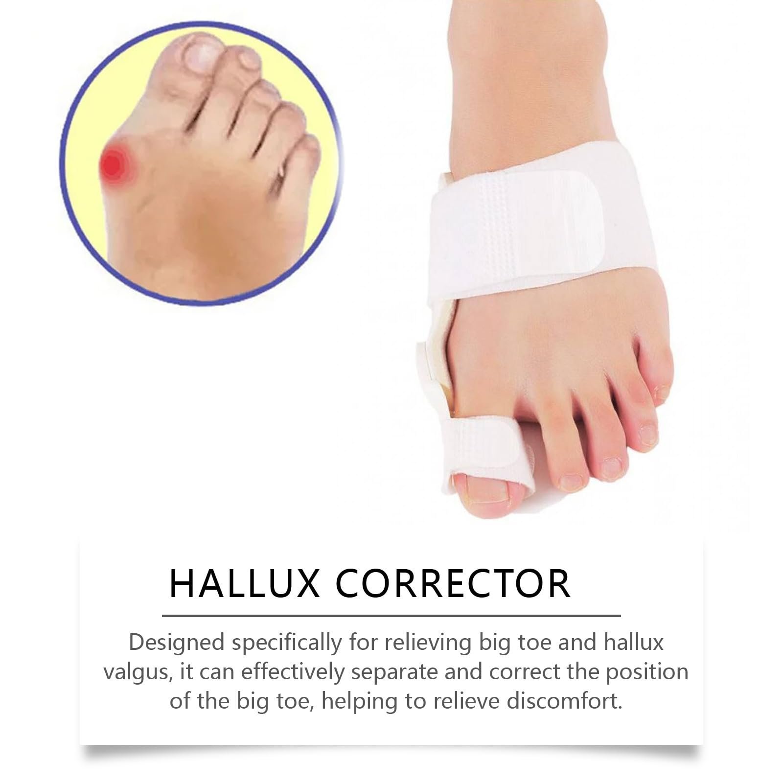 Ортопедичний випрямляч для великого пальця стопи Регульовані захисні накладки для гомілки з роздільником для пальців, фото №3
