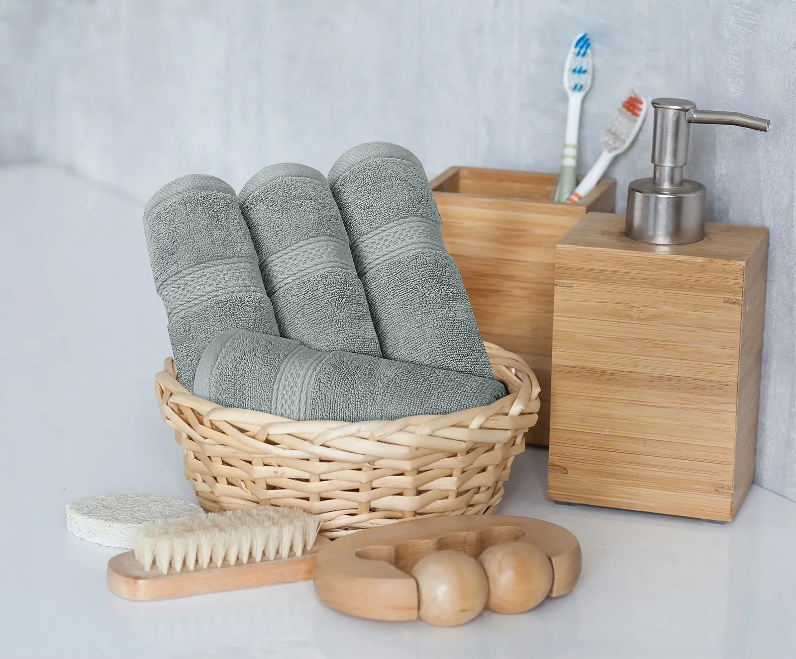 Набір рушників Utopia Towels 8 шт. 100% Бавовна Сірий, фото №6