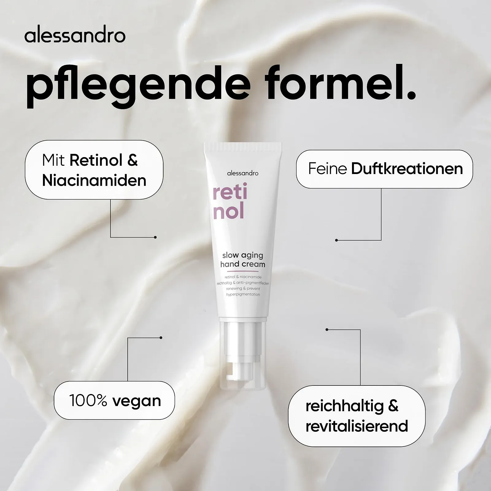 Крем для рук alessandro Retinol Slow Aging - Збагачений крем для рук з ретинолом та ніацинамідом, фото №3