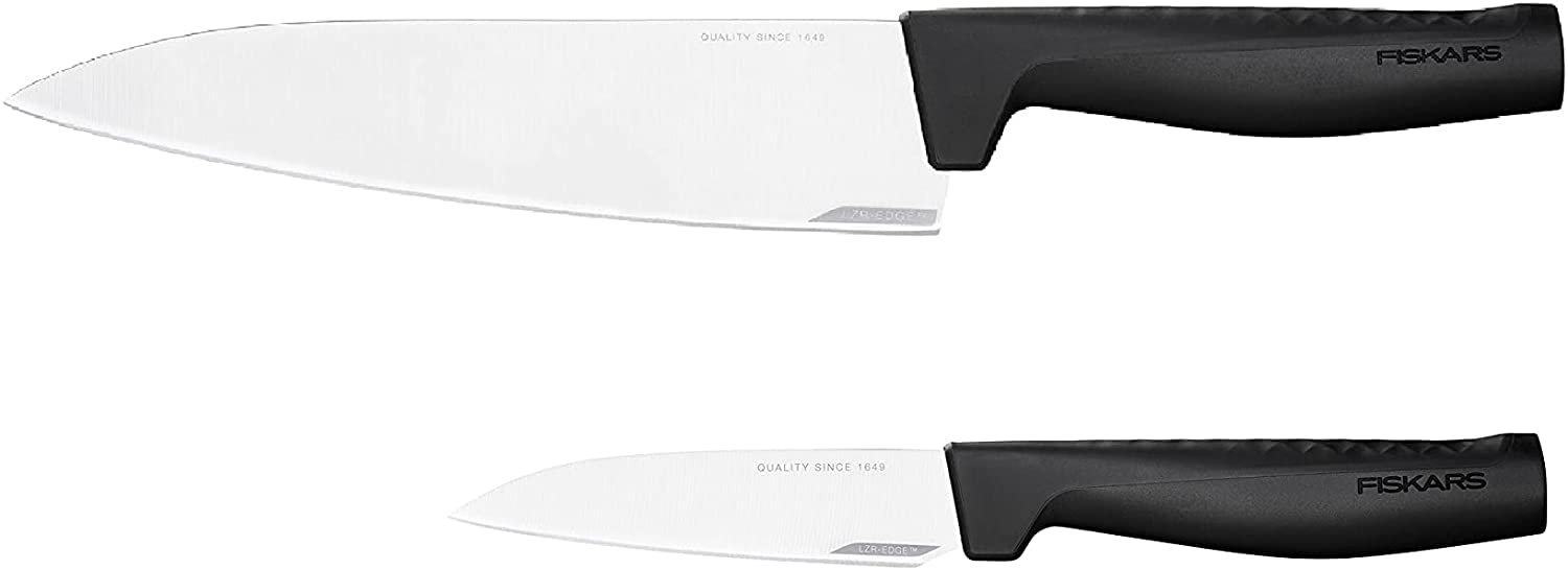 Набор ножей Fiskars Hard Edge Поварской нож и нож для овощей 33,1 см и 22,8 см Серебристый/Черный, фото №1