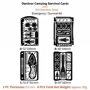 Інструмент PSKOOK для виживання, аварійний інструмент для кемпінгу EDC у вашому гаманці, чорний набір synthetic.ua - Фото 1