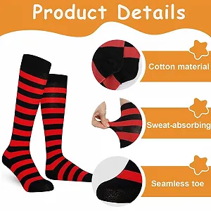 Жіночі панчохи вище коліна Червоні в смужку Бавовна 1 пара synthetic.ua - Фото 1