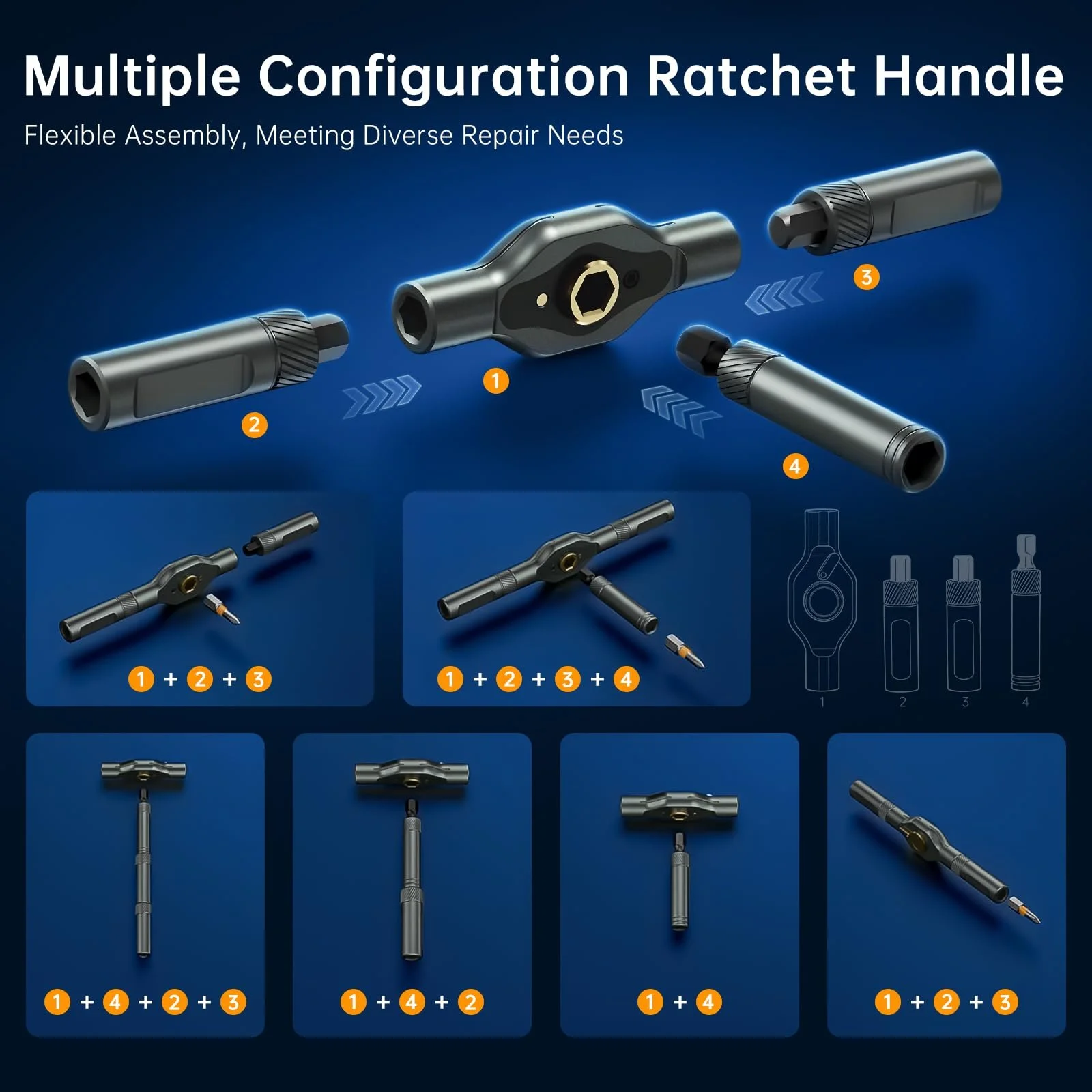 Набір викруток реверсивних магнітних FIDECO 74 в 1 зі сталі S2 з кейсом, фото №4