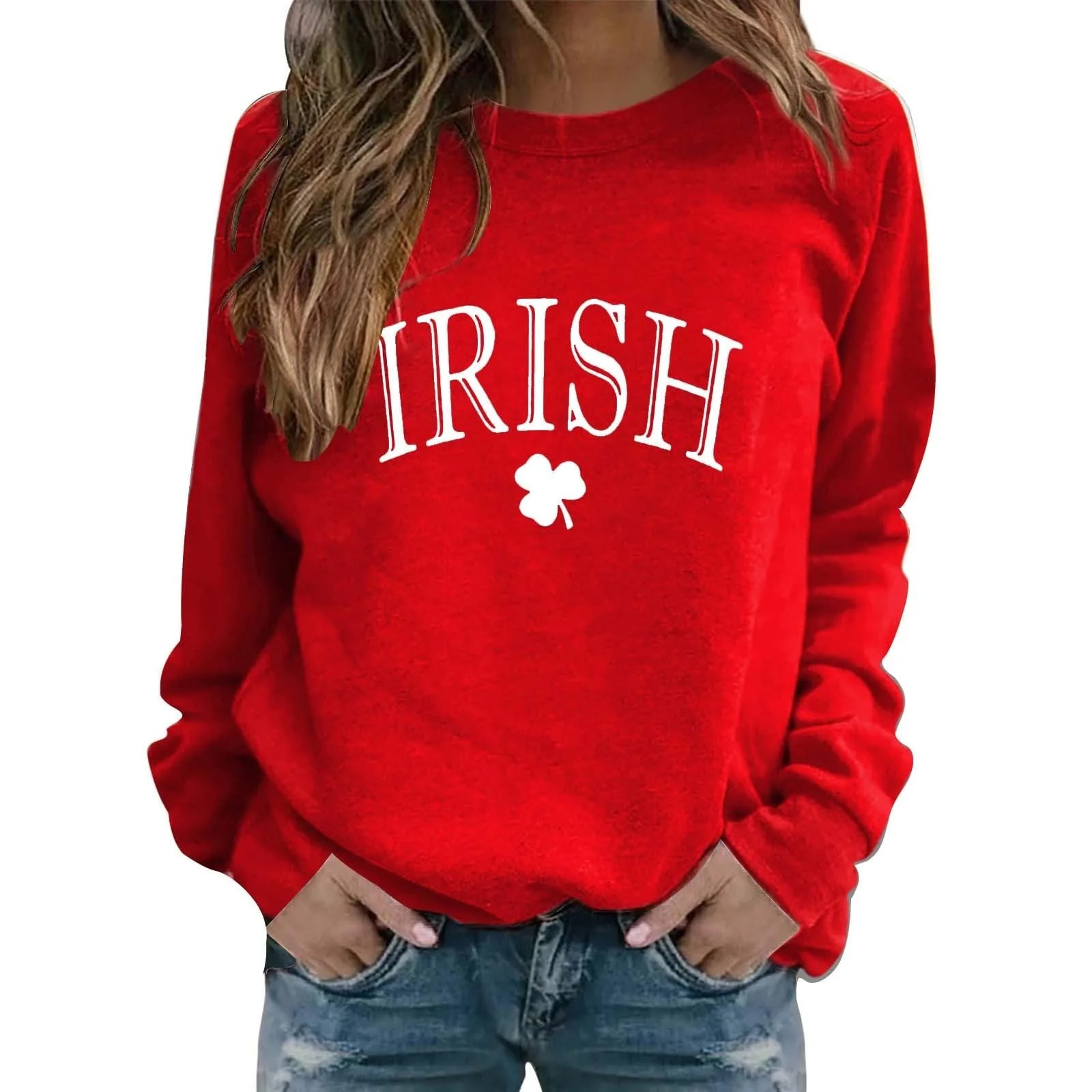 Женский свитшот HUIFUAO День Святого Патрика Lucky Clover Длинный рукав, фото №1 Женский свитшот HUIFUAO День Святого Патрика Lucky Clover Длинный рукав, фото №1