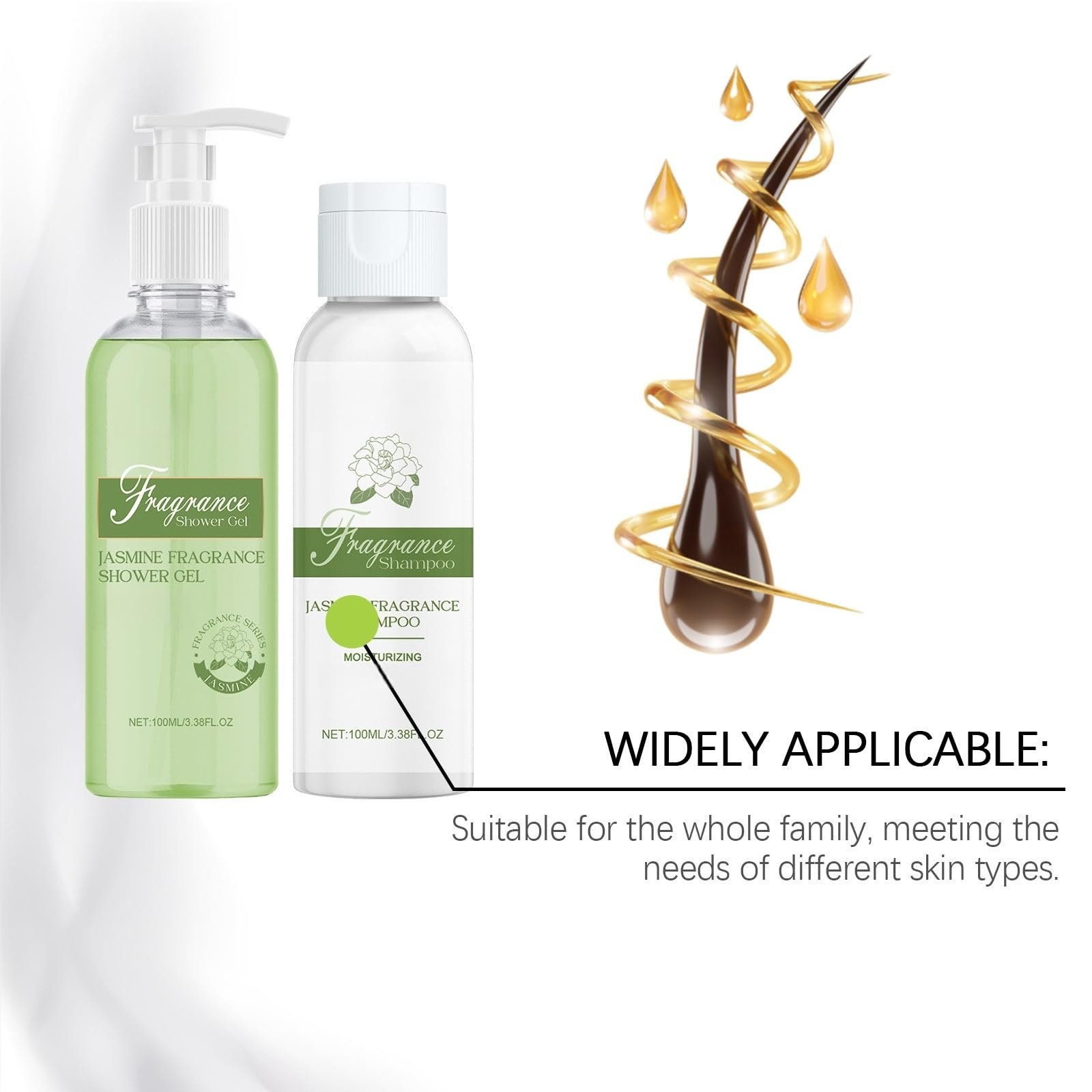 Гель для душу та шампунь Jasmine з поживною сироваткою зволожуючий 1 шт, фото №7