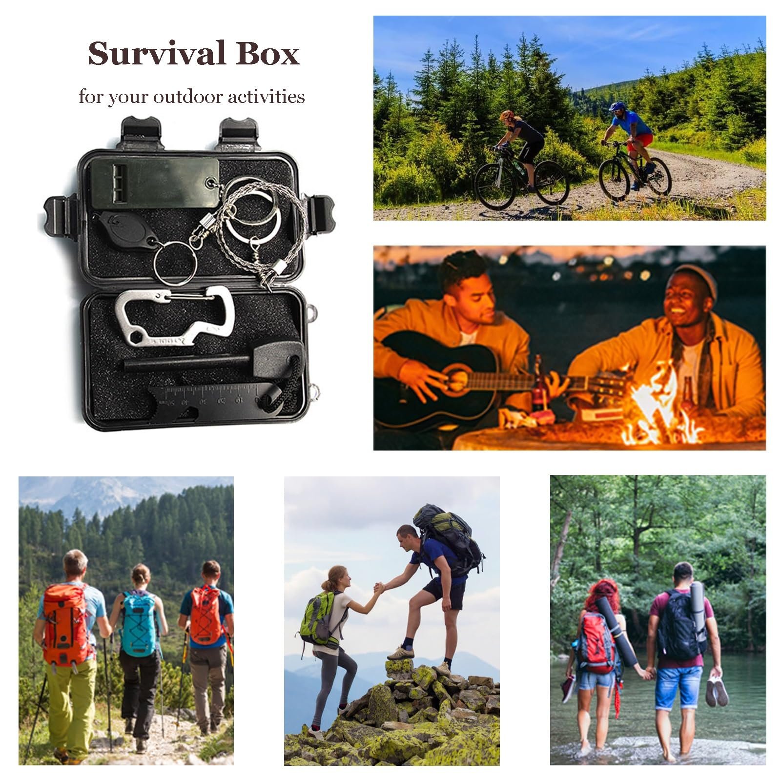 Набір для виживання Portable Outdoor Emergency Generic, багатофункціональний водонепроникний набір інструментів для кемпінгу, бушкрафту, походів, пригод і т. д., фото №7
