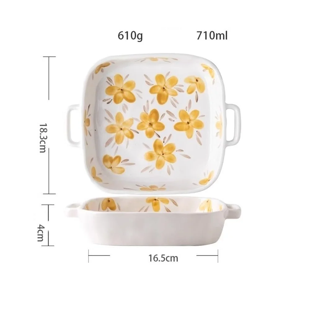 Форма для запекания керамическая квадратная с двумя ручками 710 мл, фото №2 Форма для запекания керамическая квадратная с двумя ручками 710 мл, фото №2