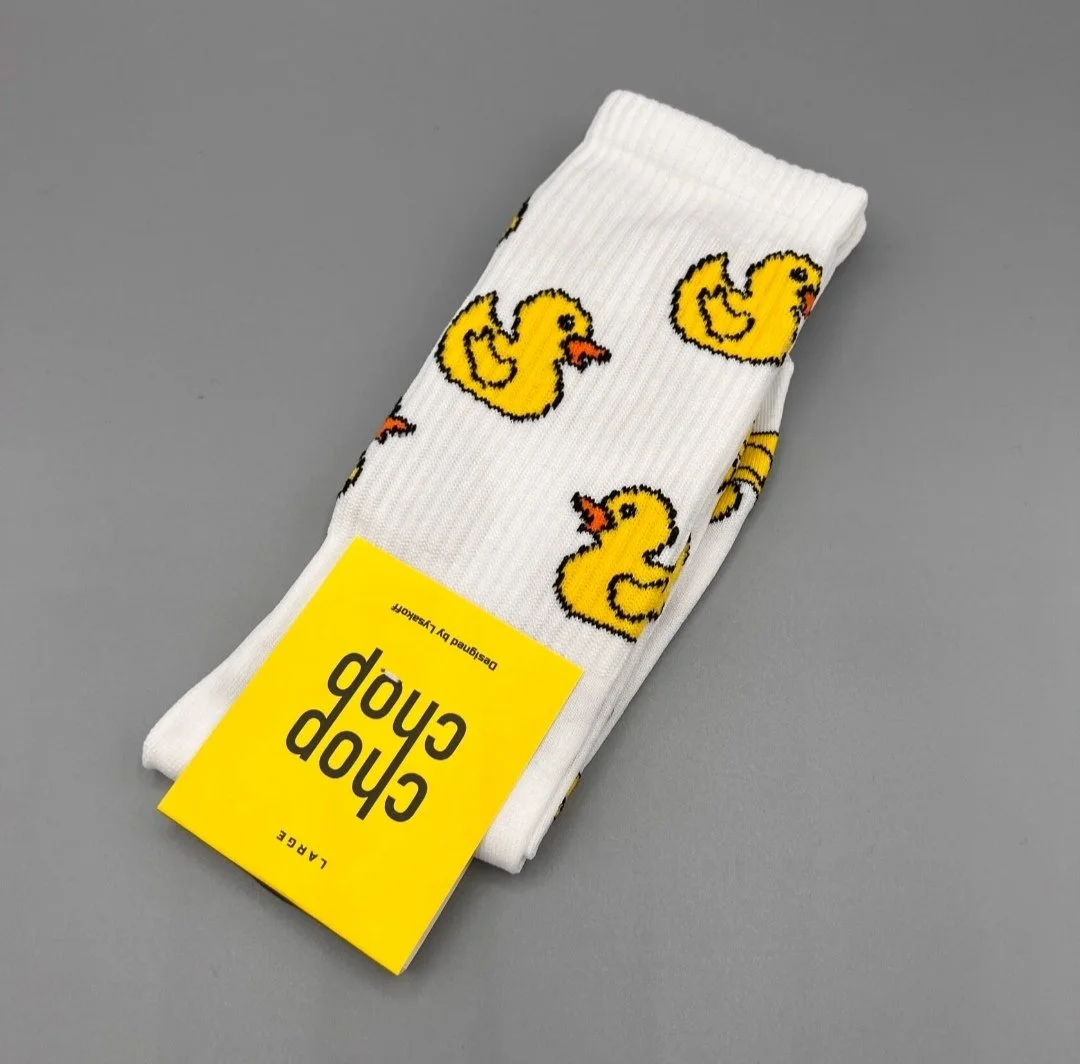 Чоловічі молодіжні шкарпетки високі демісезонні білі Качечки 40 - 45 розмір, фото №2