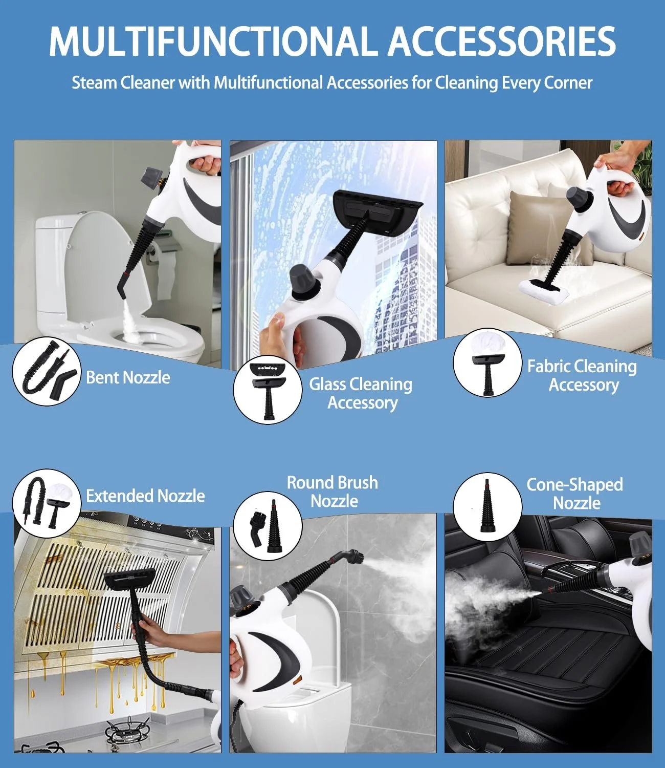 Пароочиститель Zaxiva 1050 Вт с 12 аксессуарами Давление пара 3,2 бар, фото №3 Пароочиститель Zaxiva 1050 Вт с 12 аксессуарами Давление пара 3,2 бар, фото №3