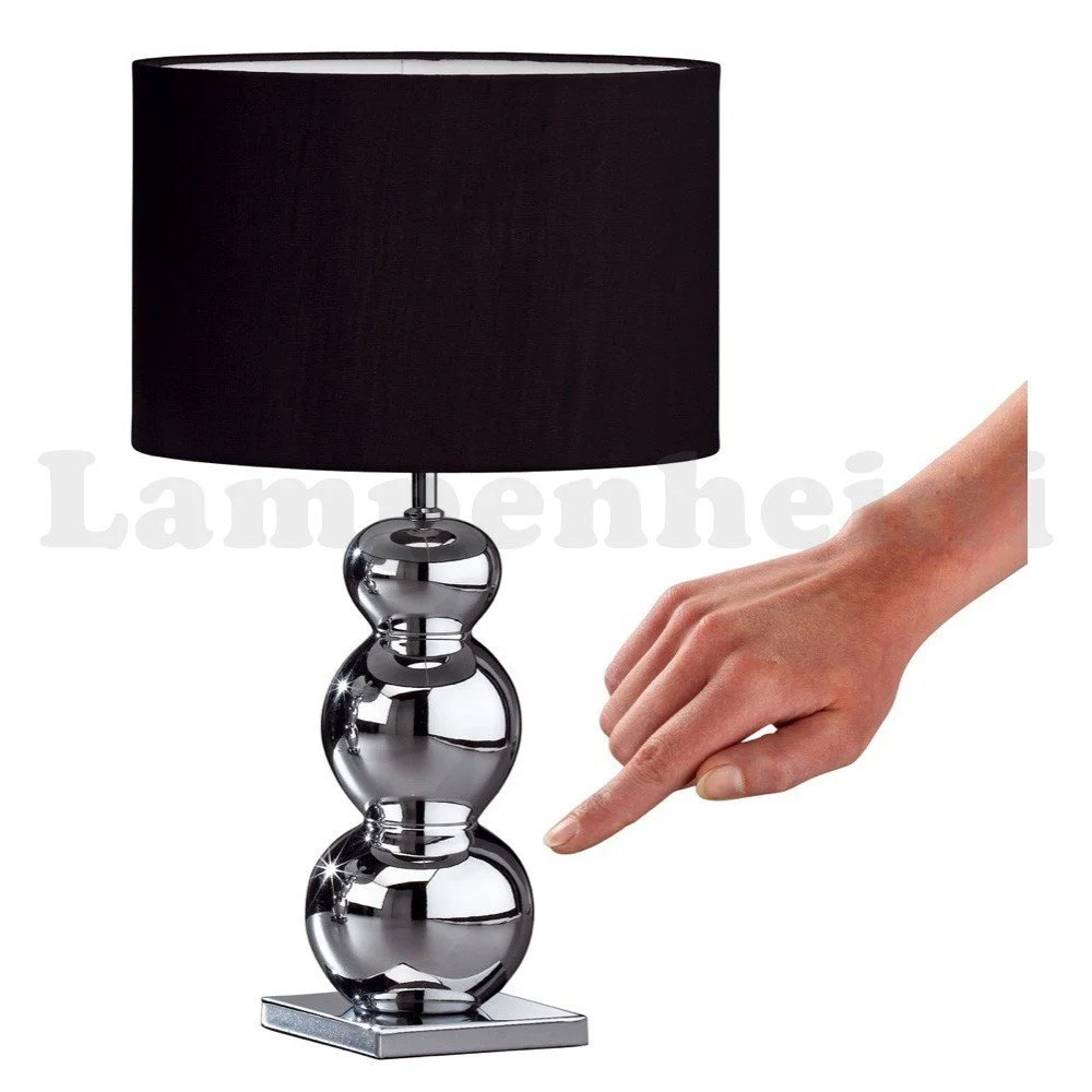 Настольная лампа Honsel Rügen 55241 хром / черный абажур сенсорный диммер 49 см, фото №1