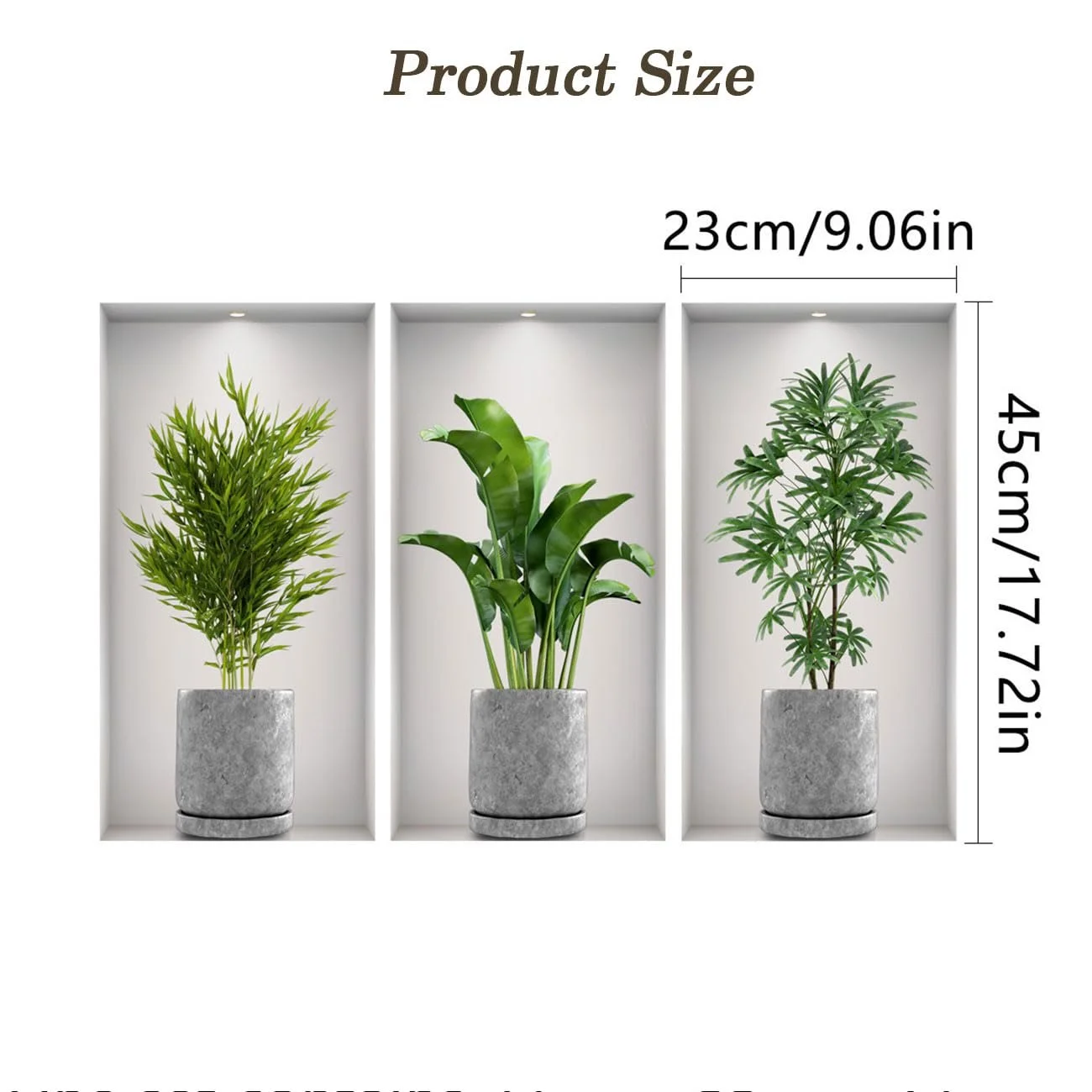 Наклейки на стіну 3 шт. 23х45 см Квіти у вазі 3D Зелені, фото №2